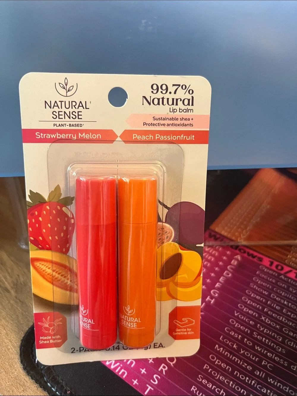 Strawberry Melon & Peach Passionfruit Lip Balm Duo - Red & Orange